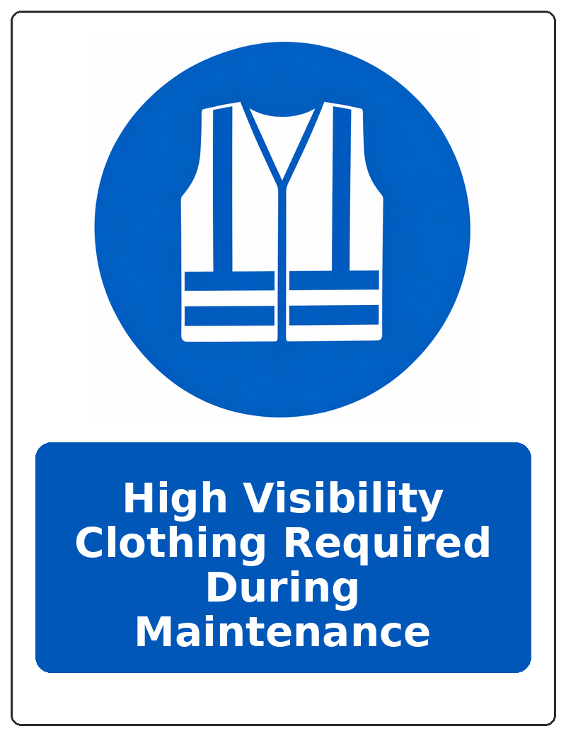 High Visibility Clothing Required During Maintenance portrait high visibility clothing mandatory sticker
