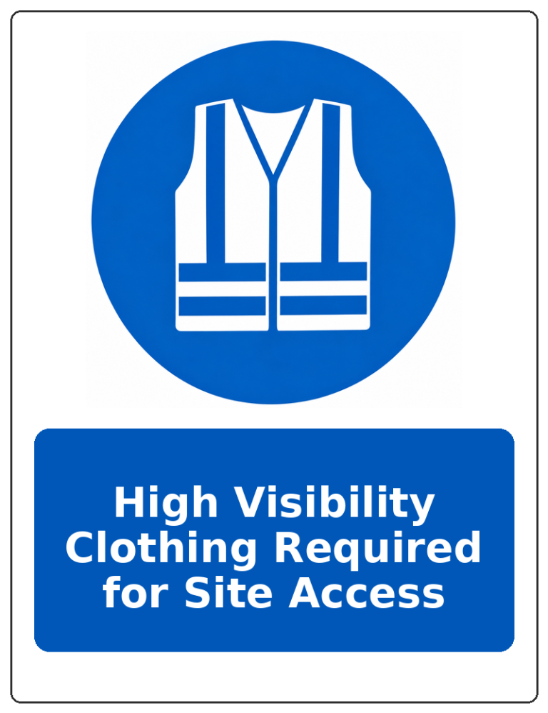 High Visibility Clothing Required for Site Access portrait high visibility clothing mandatory sticker