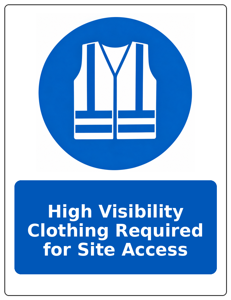 High Visibility Clothing Required for Site Access portrait high visibility clothing mandatory sticker