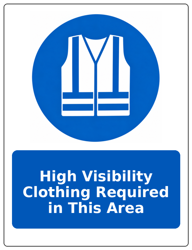 High Visibility Clothing Required in This Area portrait high visibility clothing mandatory sticker