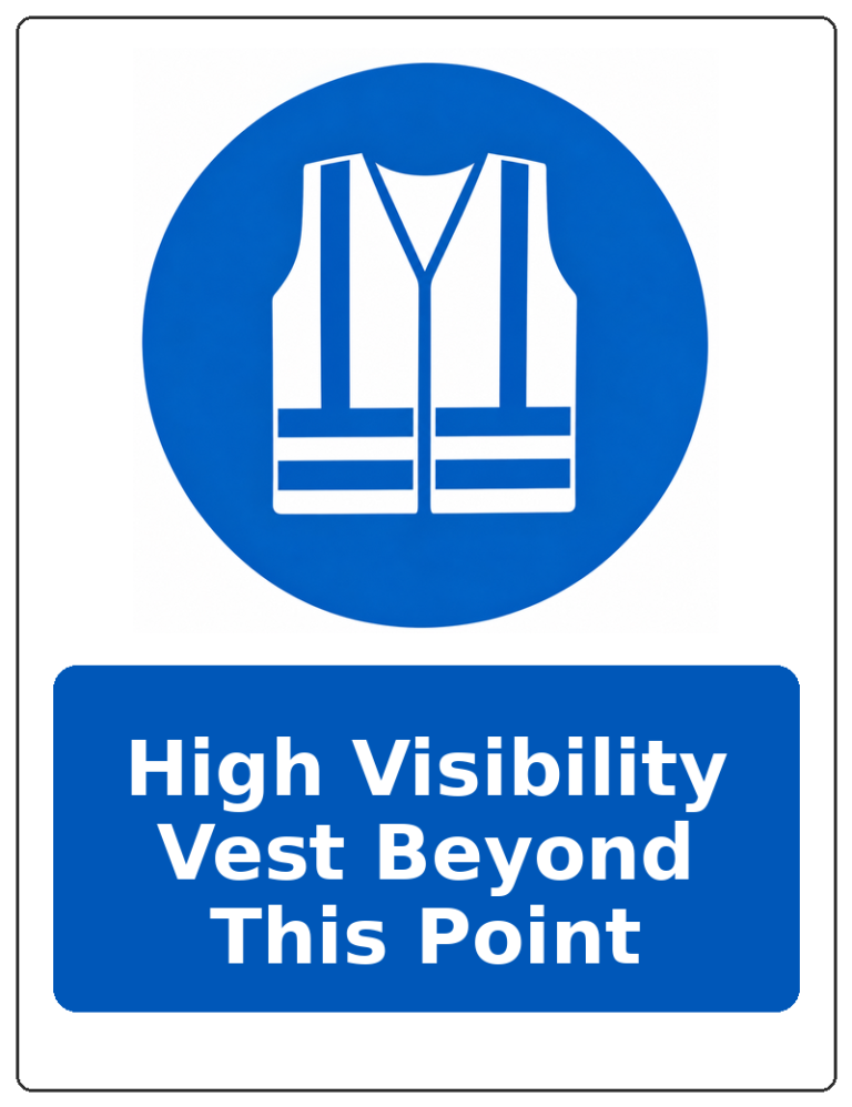 High Visibility Vest Beyond This Point portrait high visibility clothing mandatory sticker