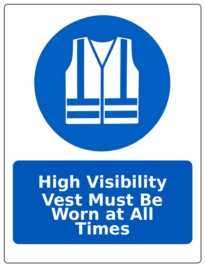 High Visibility Vest Must Be Worn at All Times portrait high visibility clothing mandatory sticker