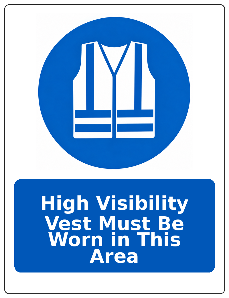 High Visibility Vest Must Be Worn in This Area portrait high visibility clothing mandatory sticker