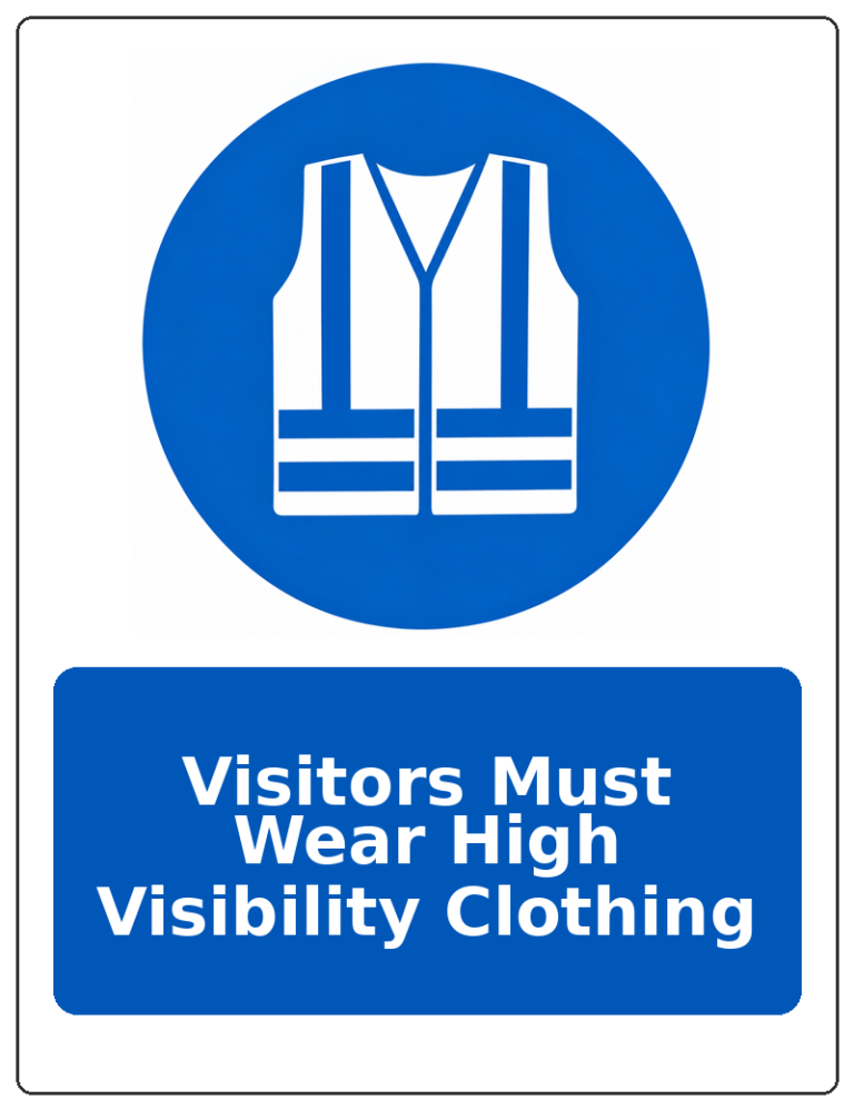 Visitors Must Wear High Visibility Clothing portrait high visibility clothing mandatory sticker