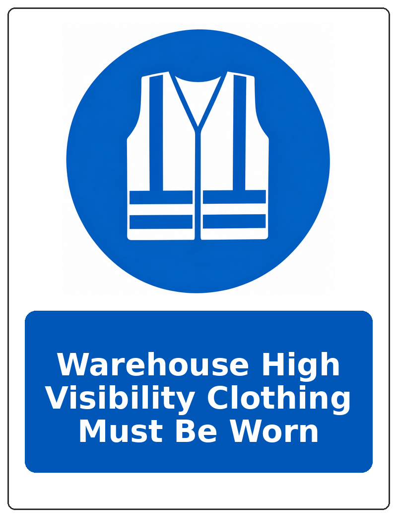 Warehouse High Visibility Clothing Must Be Worn portrait high visibility clothing mandatory sticker