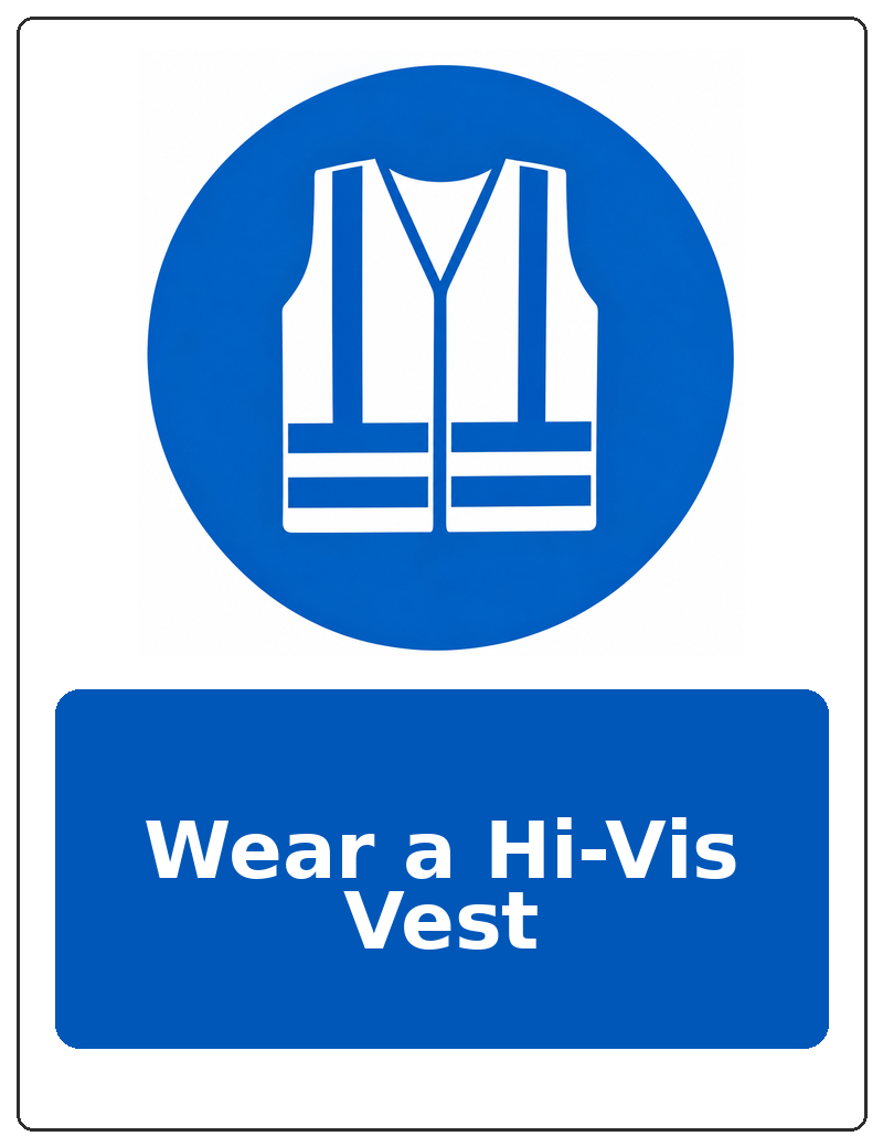 Wear a Hi-Vis Vest portrait high visibility clothing mandatory sticker