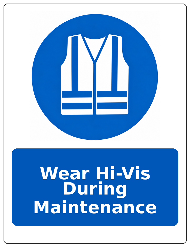 Wear Hi-Vis During Maintenance portrait high visibility clothing mandatory sticker