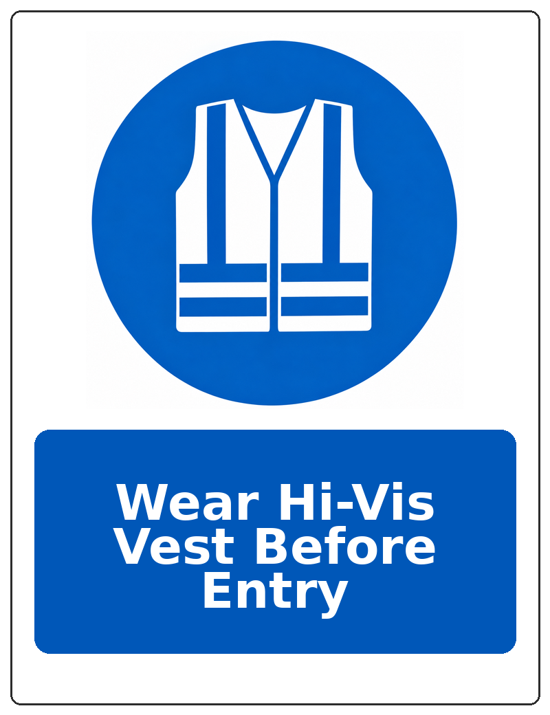 Wear Hi-Vis Vest Before Entry portrait high visibility clothing mandatory sticker
