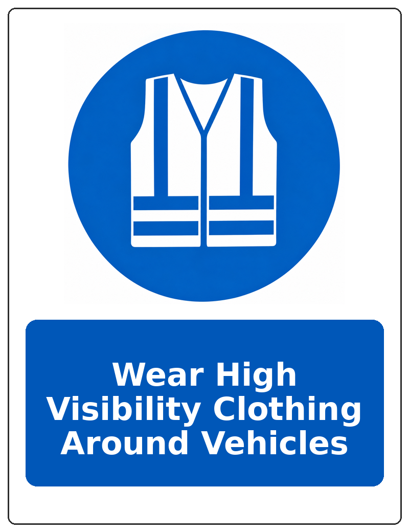 Wear High Visibility Clothing Around Vehicles portrait high visibility clothing mandatory sticker