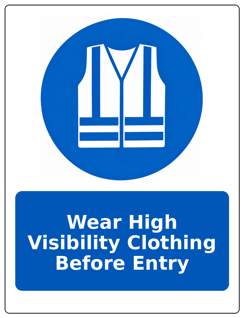 Wear High Visibility Clothing Before Entry portrait high visibility clothing mandatory sticker