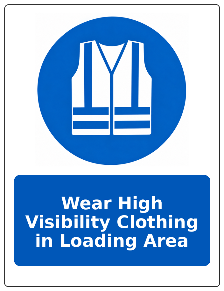 Wear High Visibility Clothing in Loading Area portrait high visibility clothing mandatory sticker