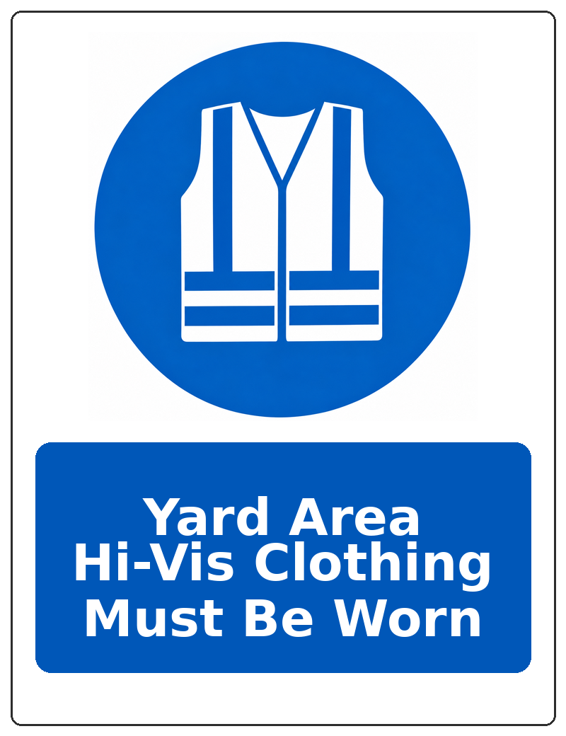 Yard Area Hi-Vis Clothing Must Be Worn portrait high visibility clothing mandatory sticker
