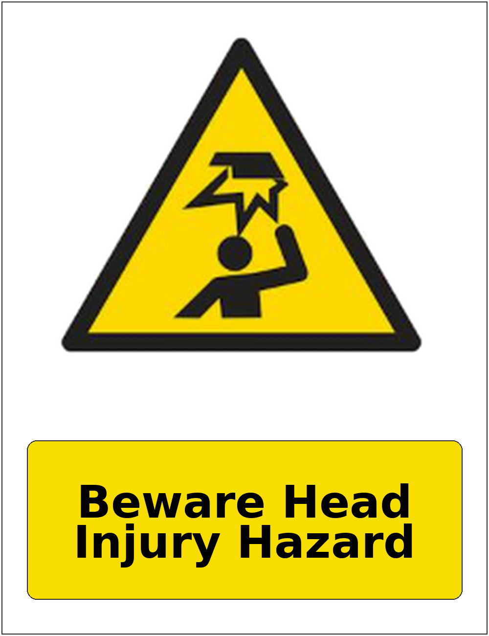 Beware Head Injury Hazard portrait low headroom warning sticker