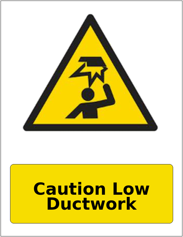 Caution Low Ductwork portrait low headroom warning sticker