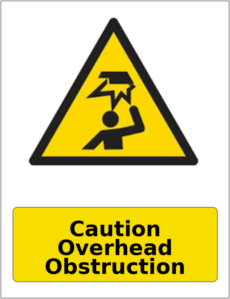 Caution Overhead Obstruction portrait low headroom warning sticker
