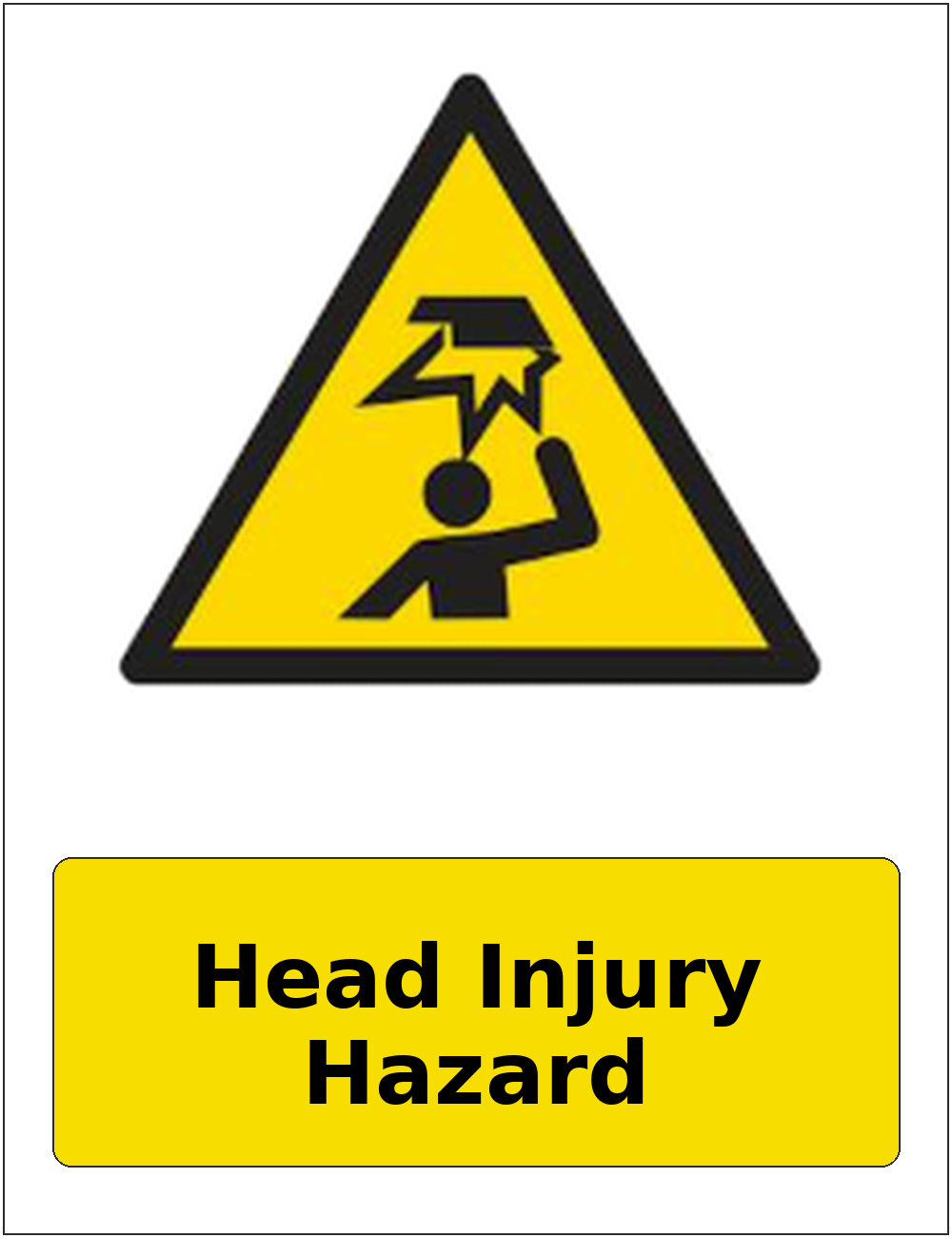 Head Injury Hazard portrait low headroom warning sticker