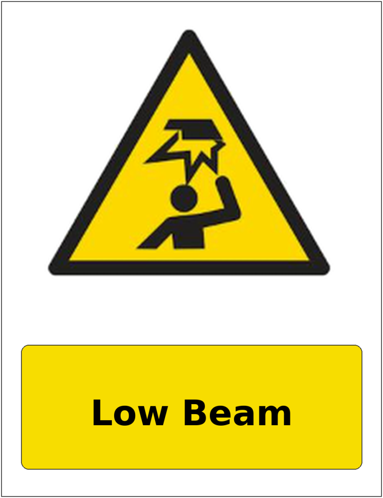 Low Beam portrait low headroom warning sticker