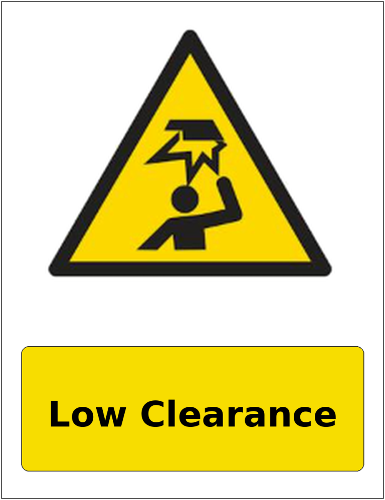 Low Clearance portrait low headroom warning sticker