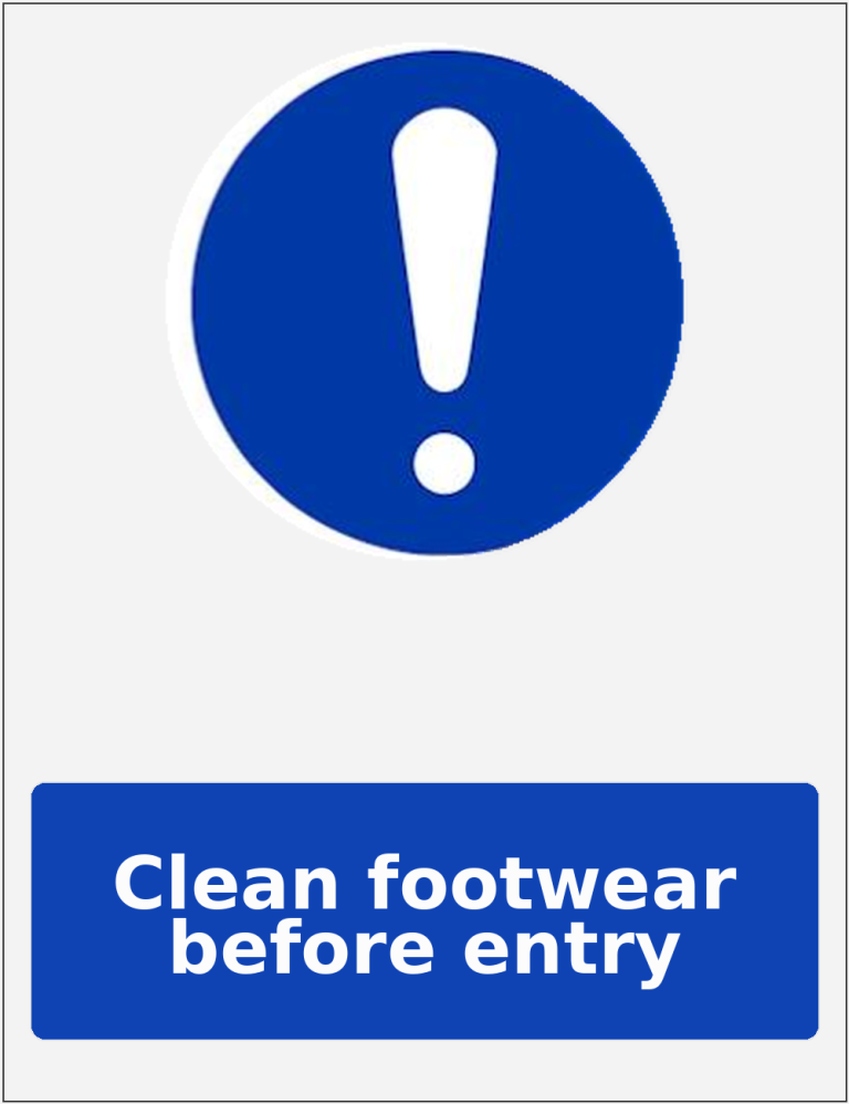 Clean footwear before entry portrait mandatory safety sticker