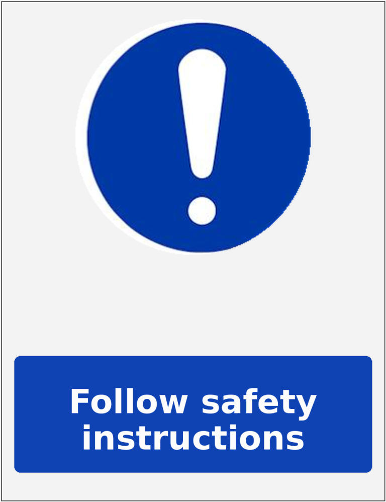 Follow safety instructions portrait mandatory safety sticker