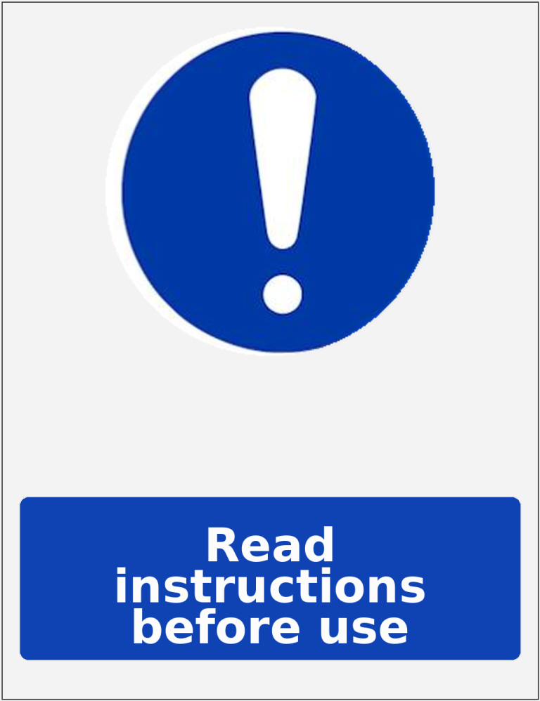 Read instructions before use portrait mandatory safety sticker