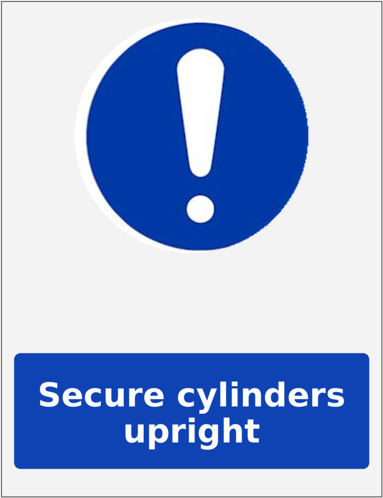 Secure cylinders upright portrait mandatory safety sticker