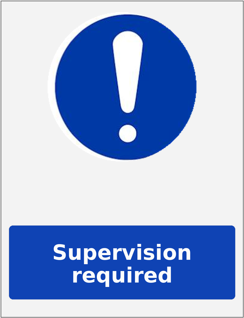 Supervision required portrait mandatory safety sticker