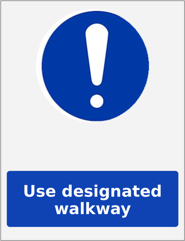 Use designated walkway portrait mandatory safety sticker