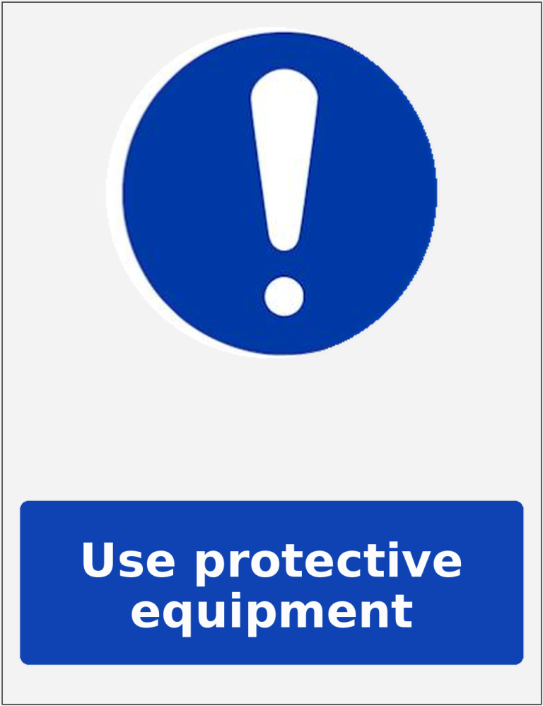 Use protective equipment portrait mandatory safety sticker