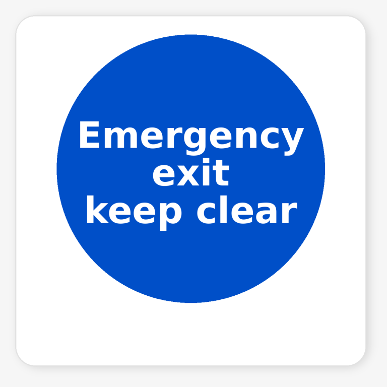 Emergency Exit Keep Clear mandatory square sticker