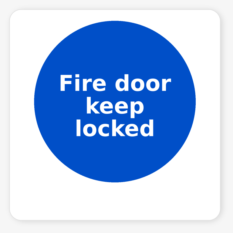 Fire Door Keep Locked mandatory square sticker