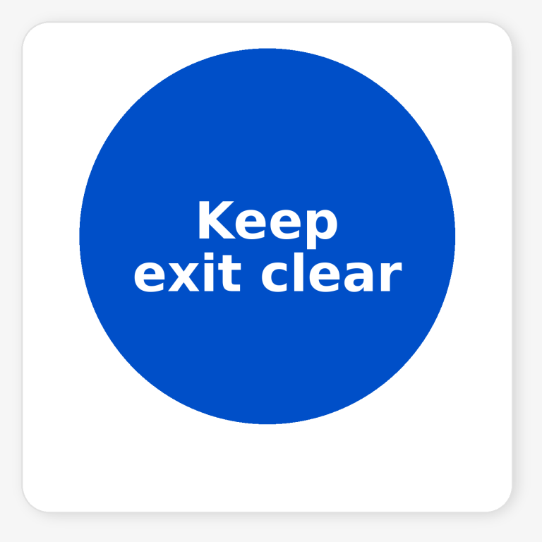 Keep Exit Clear mandatory square sticker