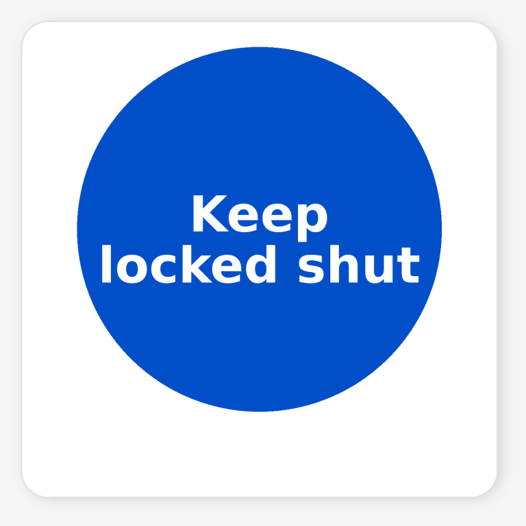 Keep Locked Shut mandatory square sticker
