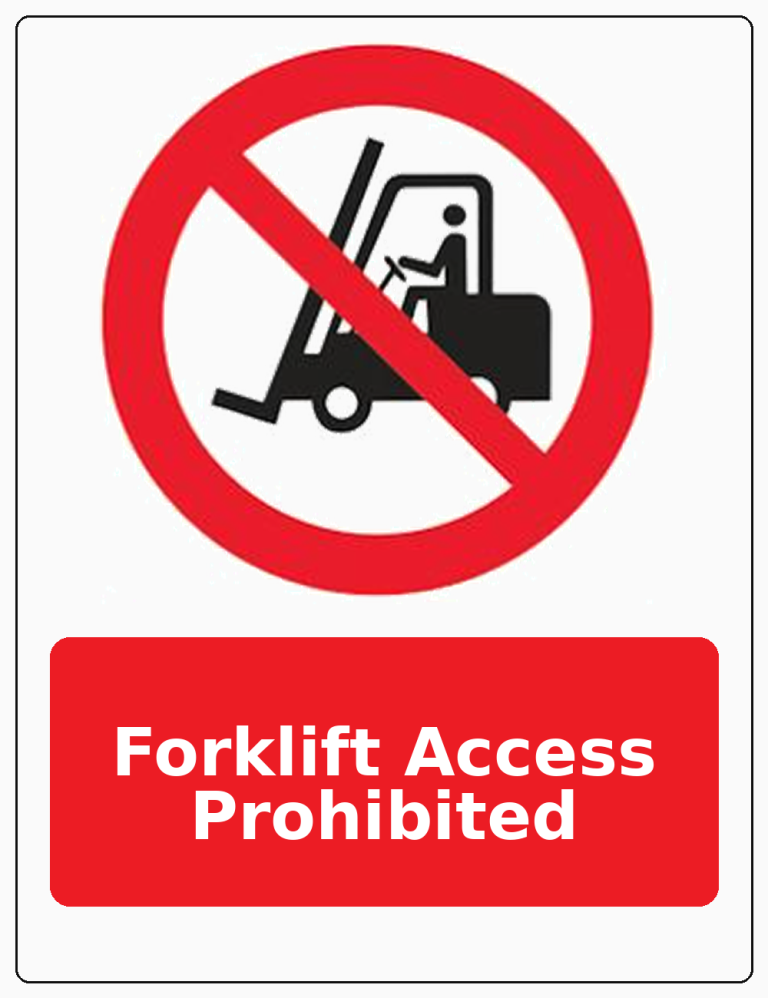 Forklift Access Prohibited portrait forklift prohibition sticker