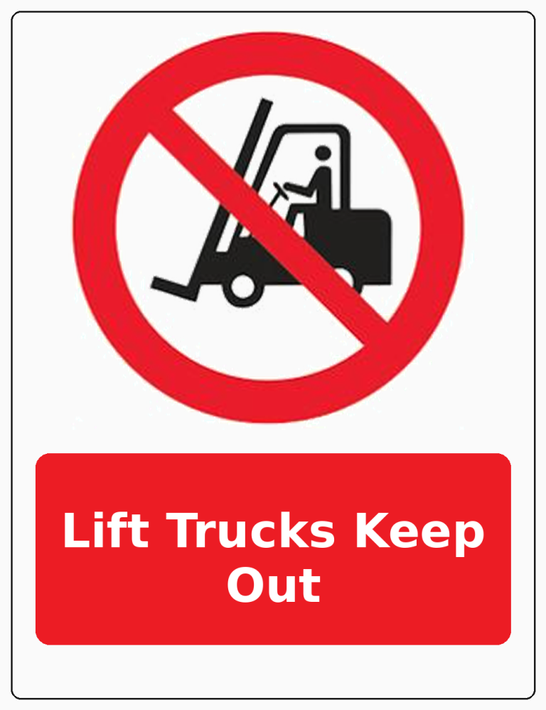 Lift Trucks Keep Out portrait forklift prohibition sticker