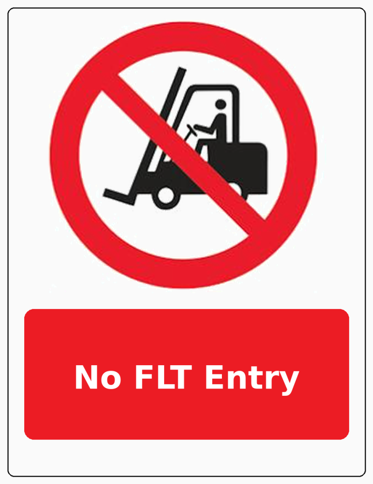 No FLT Entry portrait forklift prohibition sticker
