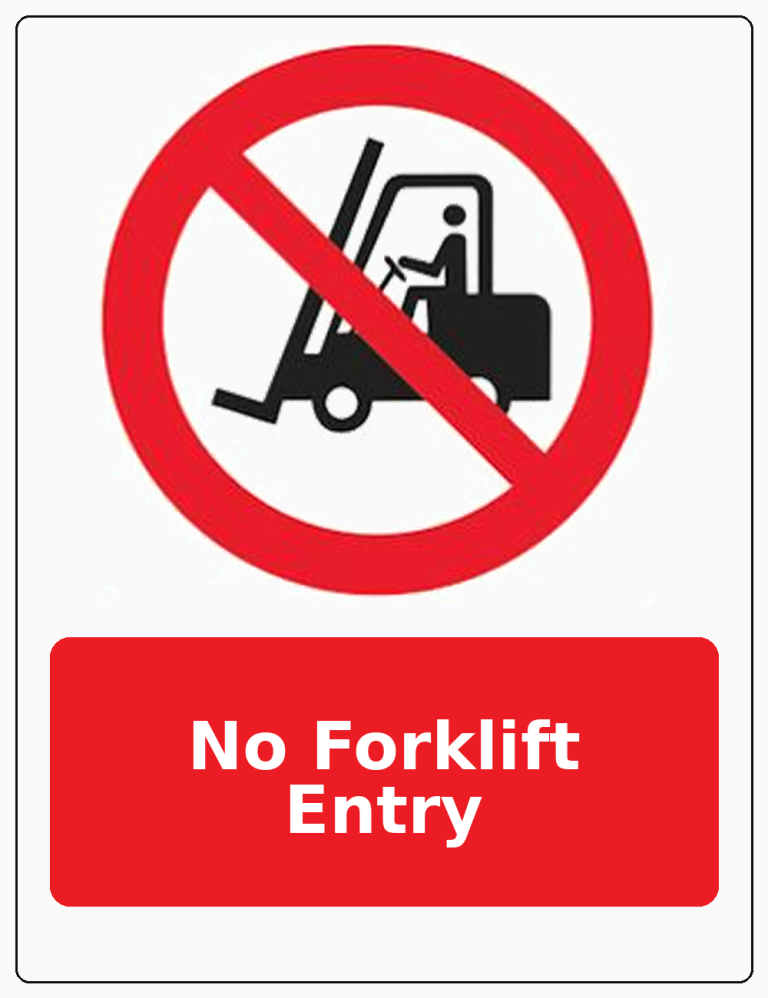 No Forklift Entry portrait forklift prohibition sticker