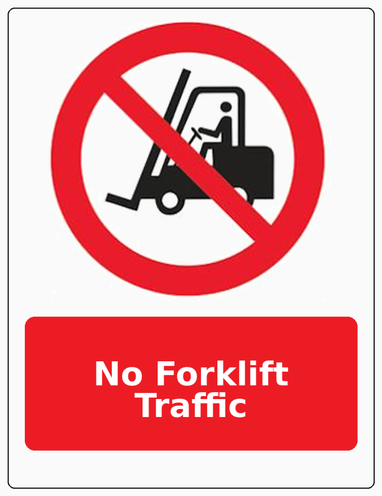 No Forklift Traffic portrait forklift prohibition sticker