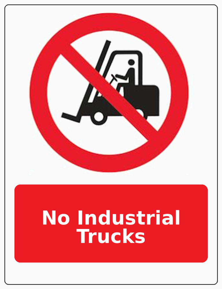 No Industrial Trucks portrait forklift prohibition sticker