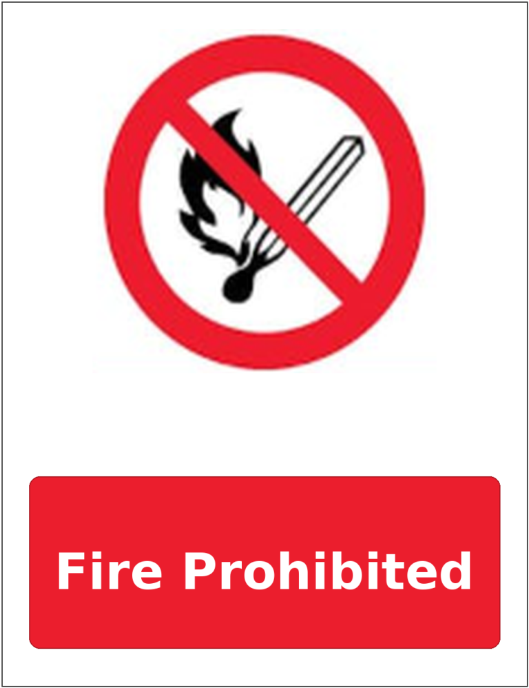 Fire Prohibited portrait prohibition sticker