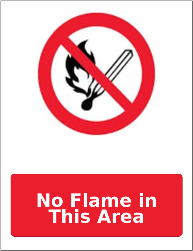 No Flame in This Area portrait prohibition sticker
