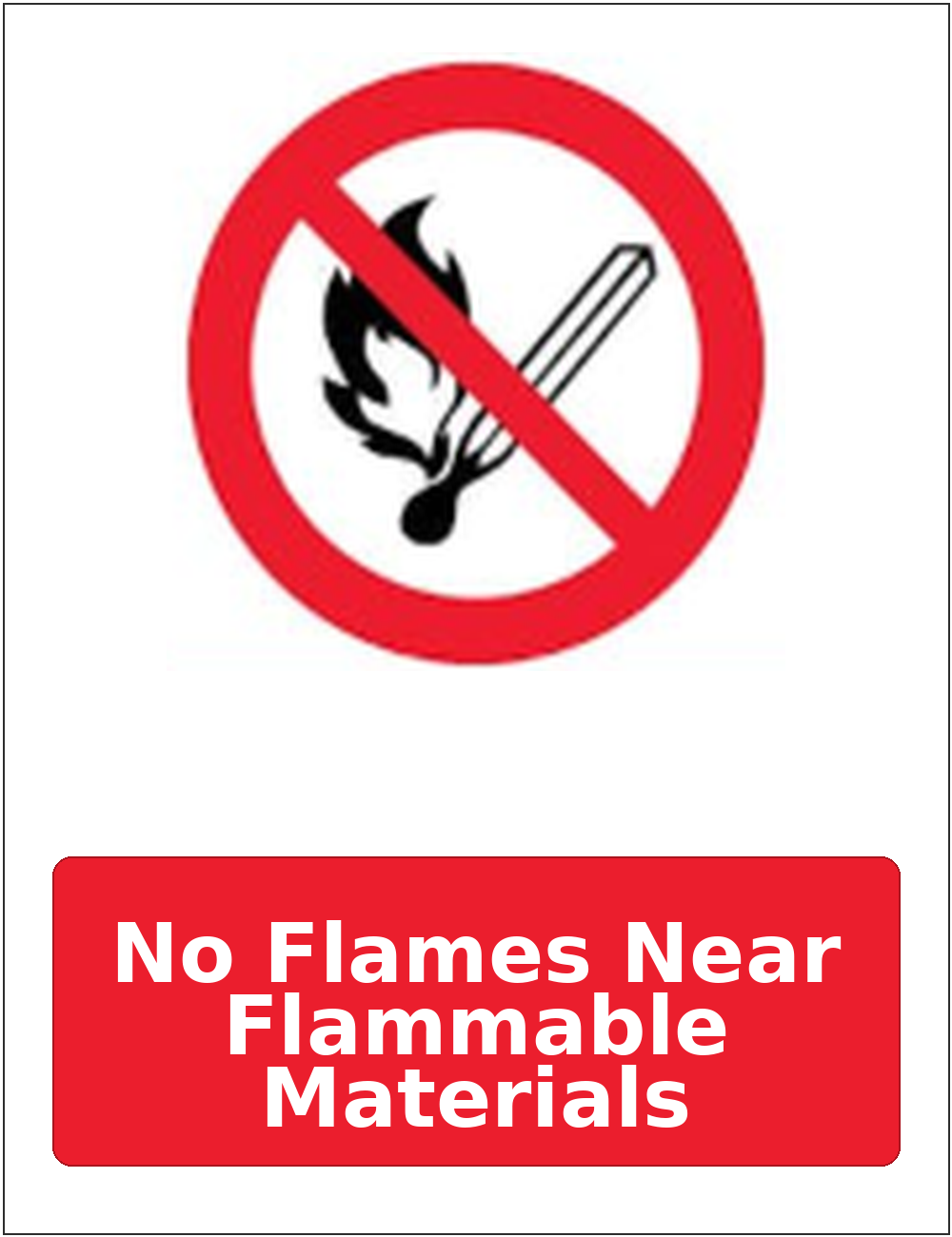 No Flames Near Flammable Materials portrait prohibition sticker