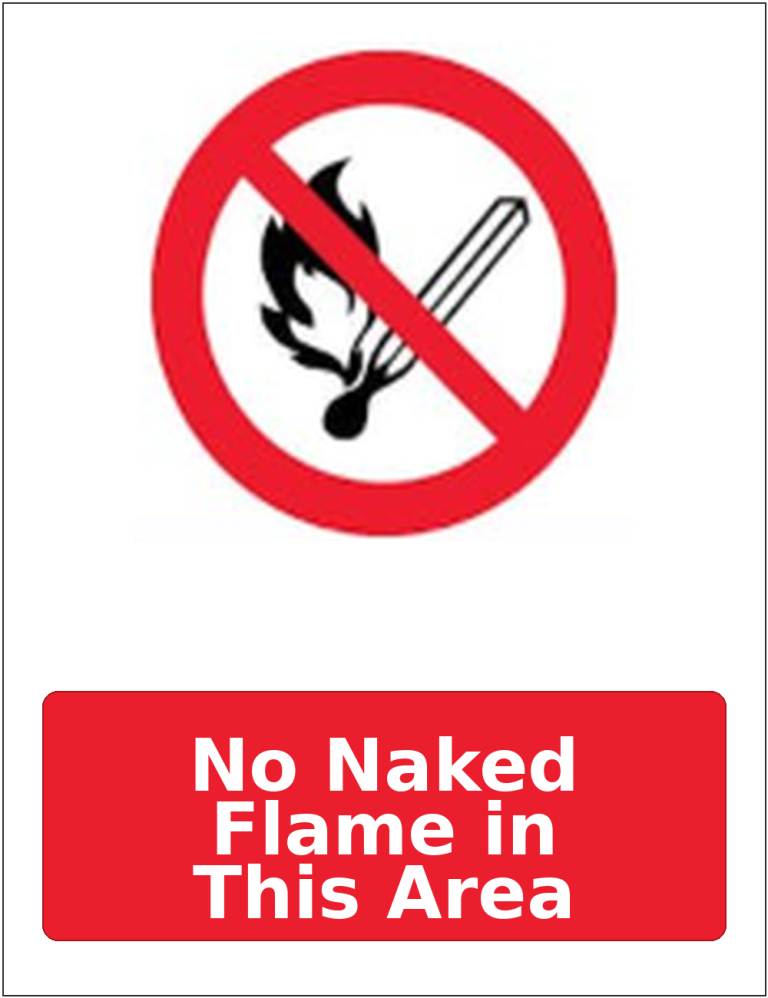 No Naked Flame in This Area portrait prohibition sticker