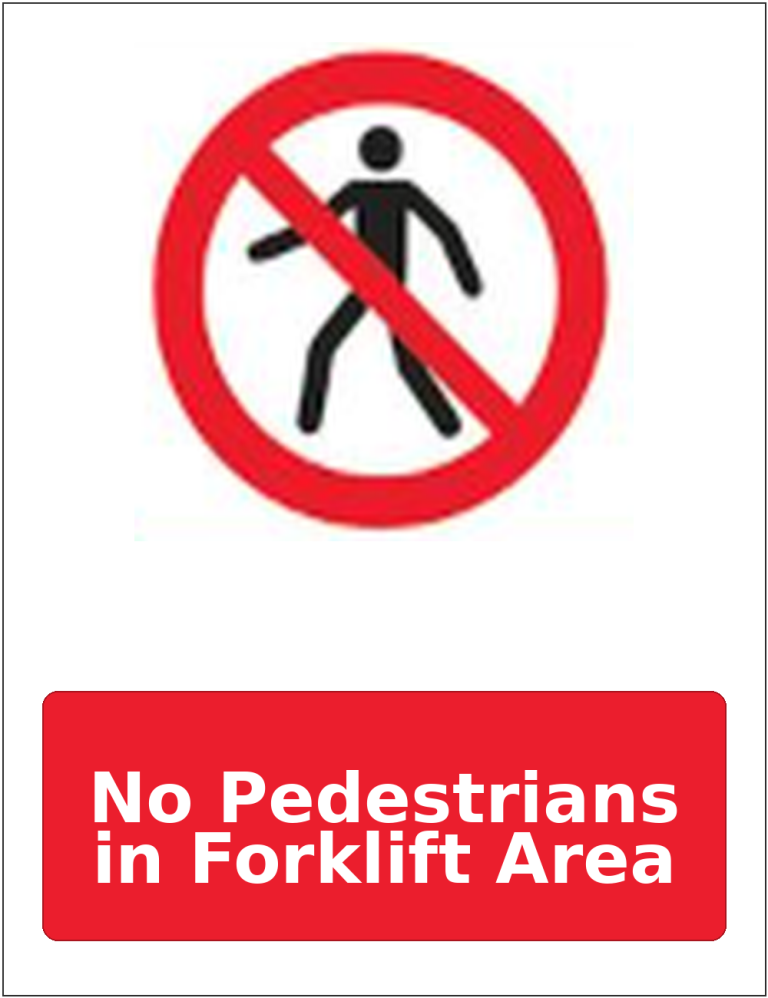 No Pedestrians in Forklift Area portrait pedestrian prohibition sticker