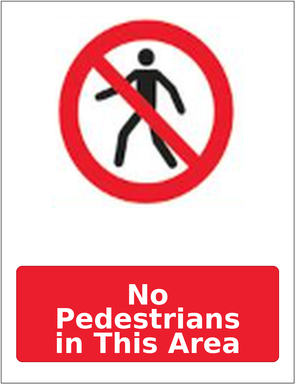 No Pedestrians in This Area portrait pedestrian prohibition sticker