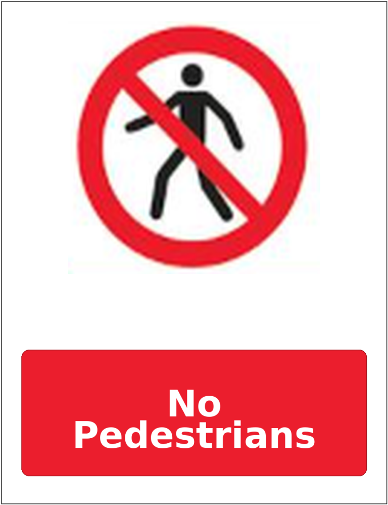 No Pedestrians portrait pedestrian prohibition sticker
