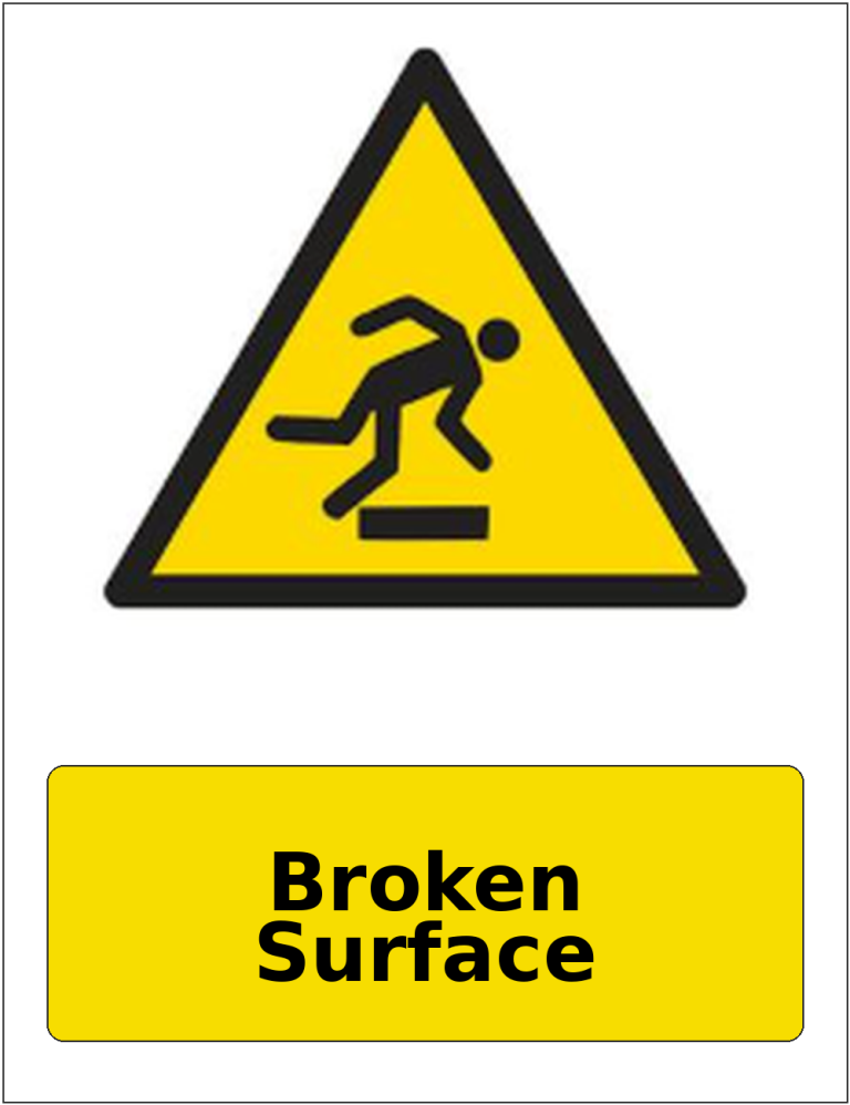 Broken Surface portrait trip and obstruction warning sticker