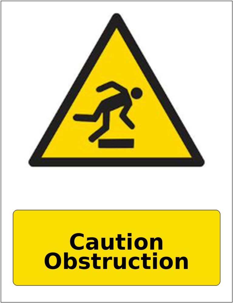 Caution Obstruction portrait trip and obstruction warning sticker