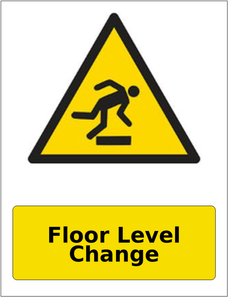 Floor Level Change portrait trip and obstruction warning sticker