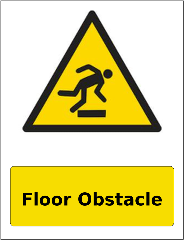 Floor Obstacle portrait trip and obstruction warning sticker